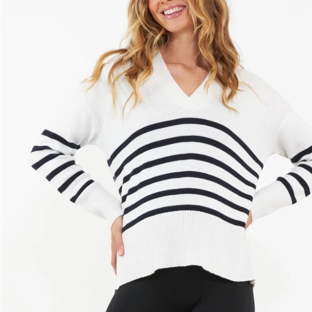 Ripe Striped V-Neck Maternity & Nursing Sweater